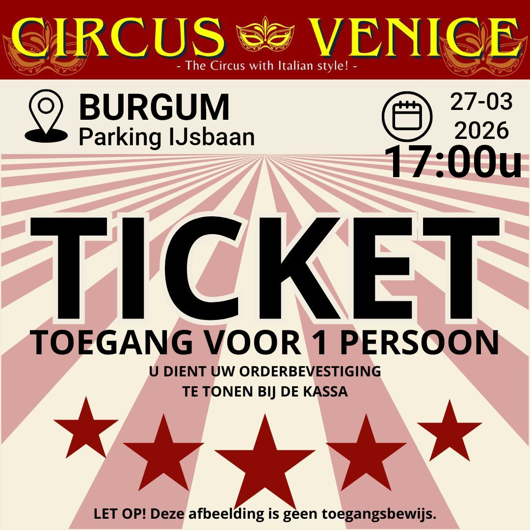 TICKET BURGUM VRIJDAG 27 maart 2026 Tijd: 17:00 uur