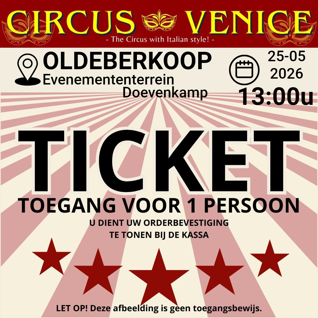 TICKET OLDEBERKOOP MAANDAG 25 mei 2026 Tijd:13:00 uur