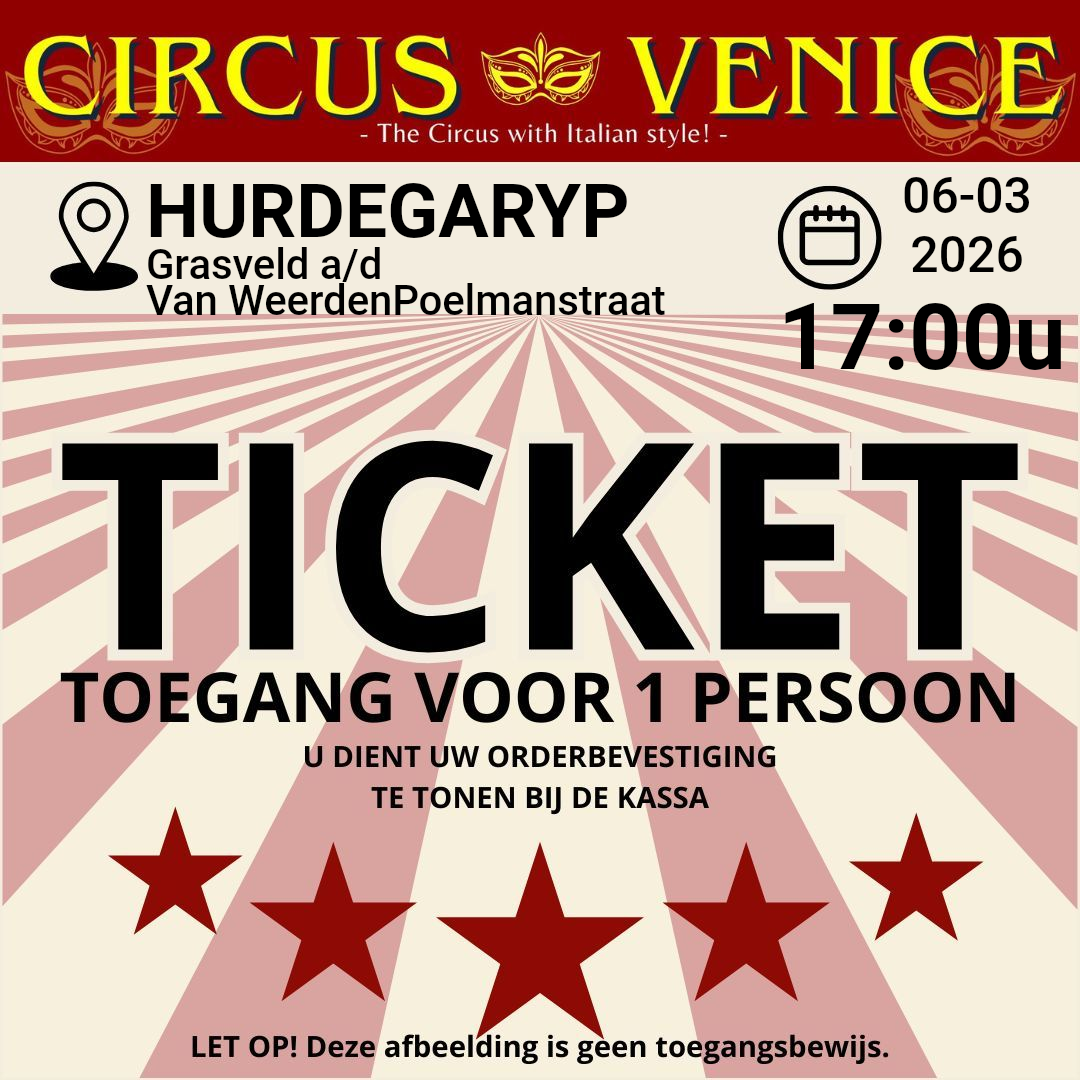 TICKET HURDEGARYP VRIJDAG 6 maart 2026 Tijd: 17:00 uur