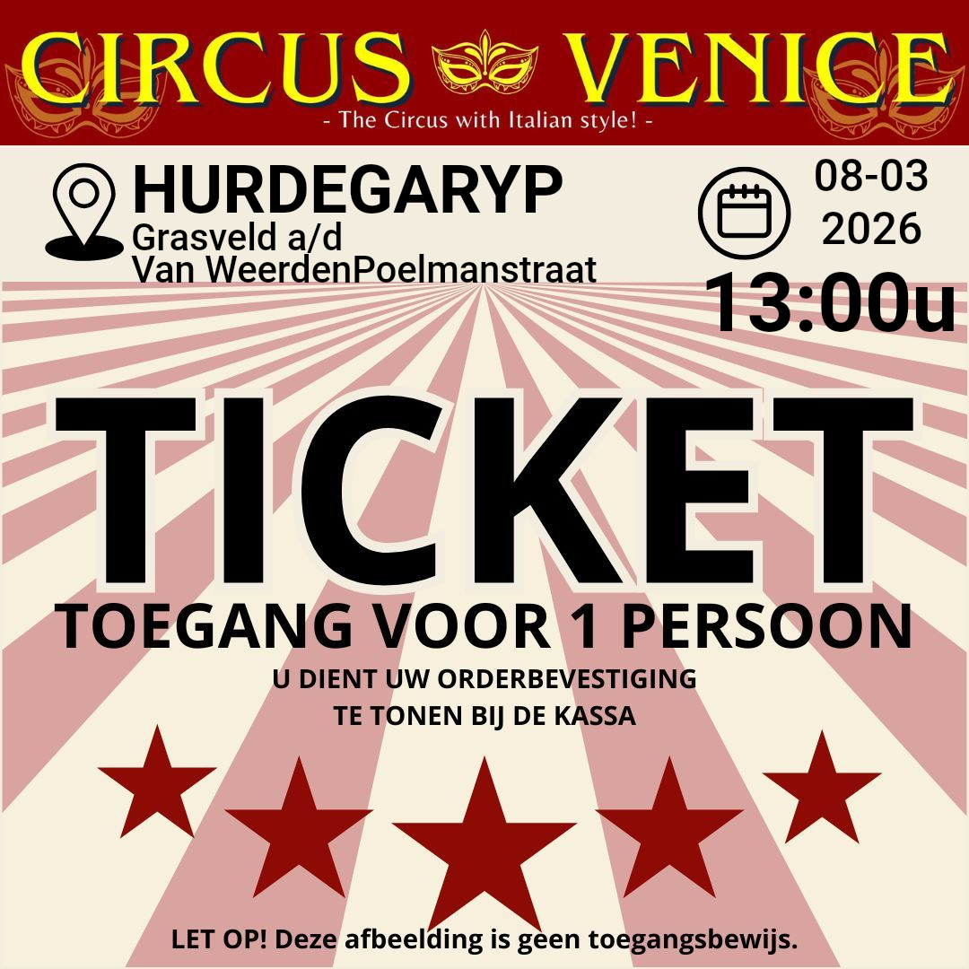 TICKET HURDEGARYP ZONDAG 8 maart 2026 Tijd: 13:00 uur