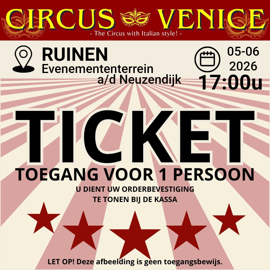 TICKET RUINEN VRIJDAG 5 juni 2026 Tijd: 17:00 uur