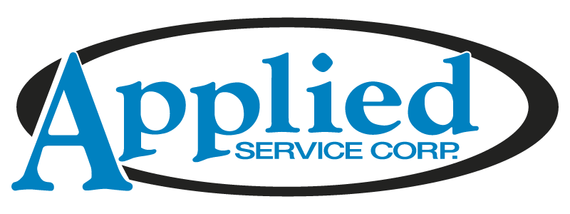 The logo for applied service corp. is blue and black