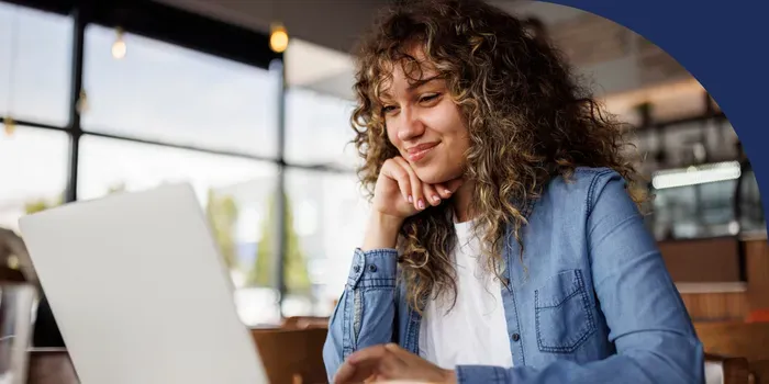 Lady, blue, job, laptop