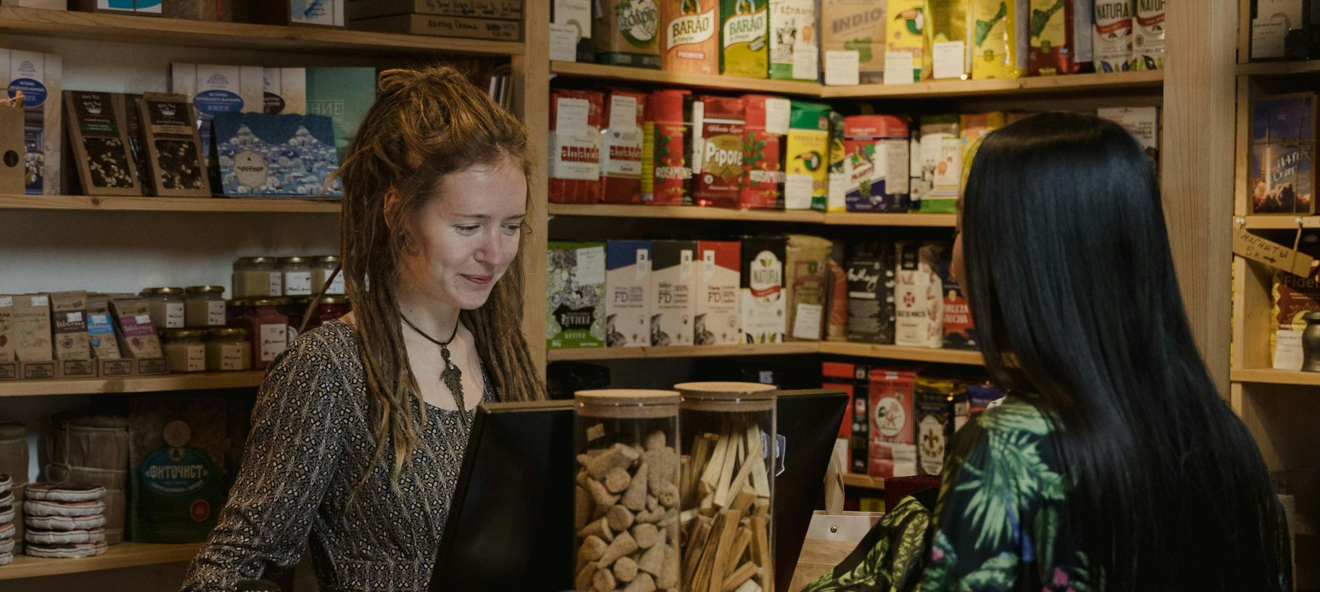 Lady serving in a shop