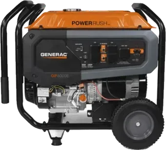 A generator is sitting in the grass in front of a house.