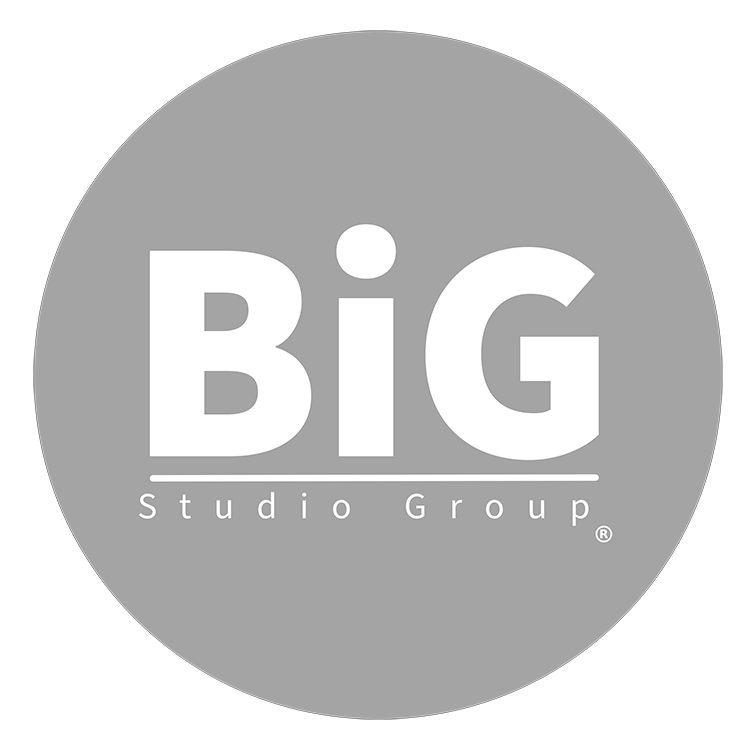 The big studio group logo is in a circle on a white background.