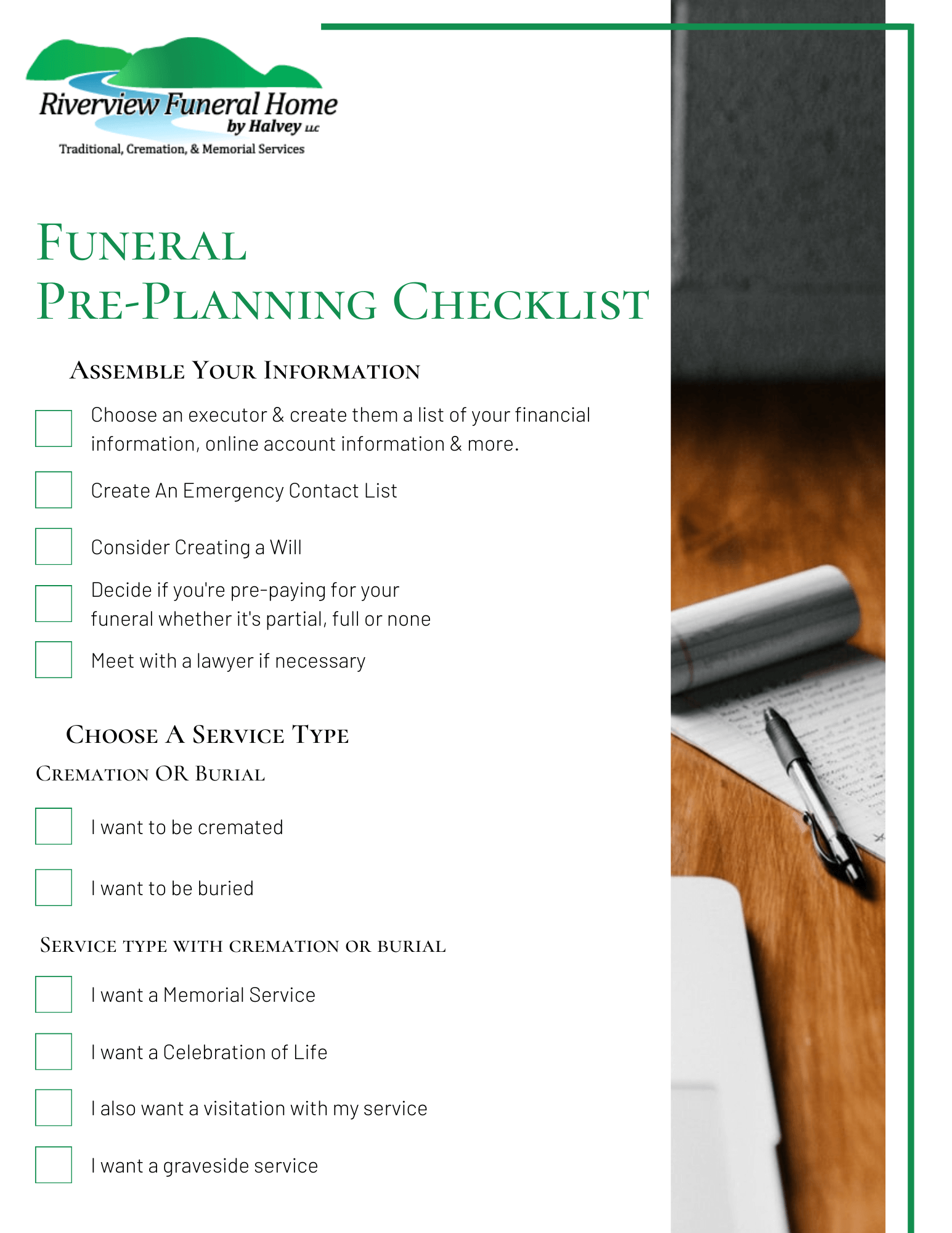 Funeral Pre-Planning Checklist Preview