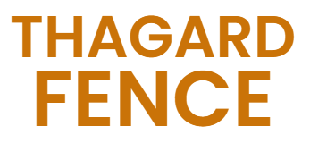 The logo for thagard fence is orange on a white background