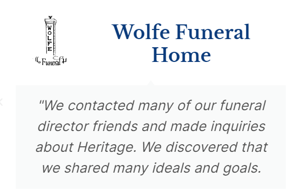 Wolfe Funeral Home Testimonials