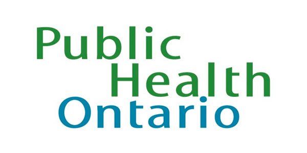 The logo for public health ontario is green and blue