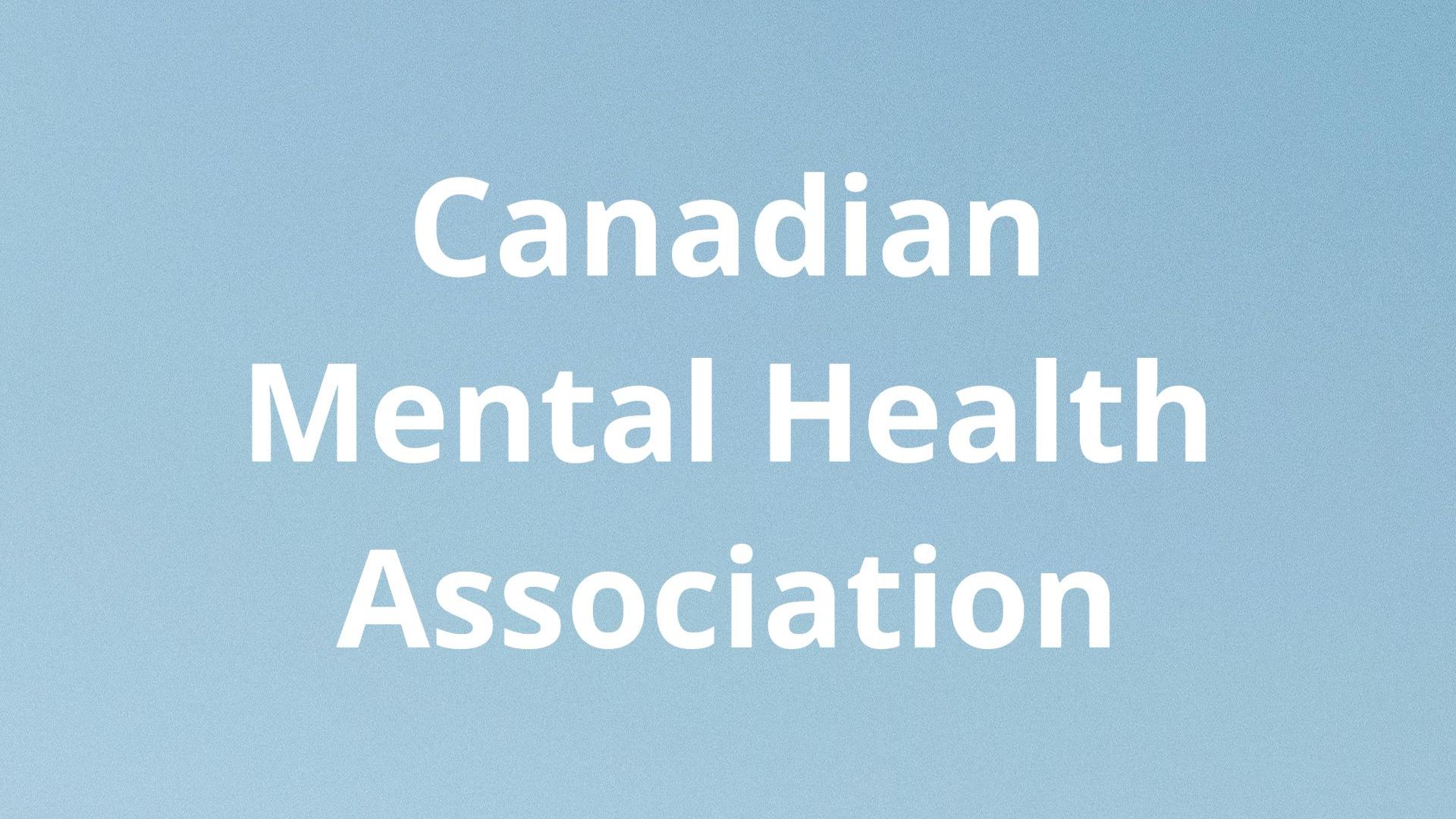 The logo for the canadian mental health association is on a blue background.