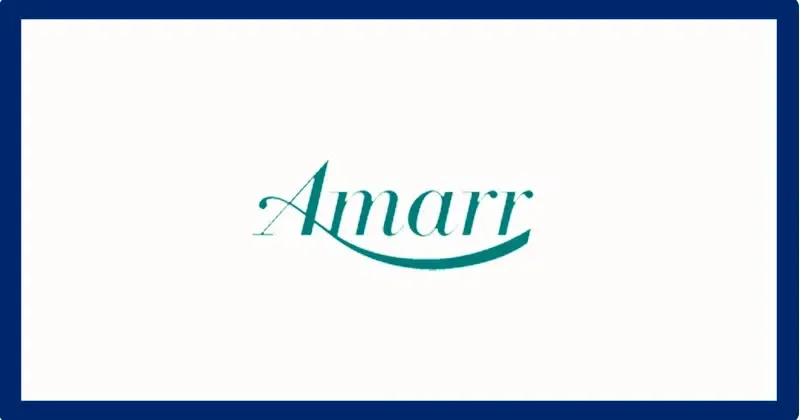 The amari logo is on a white background with a blue frame.