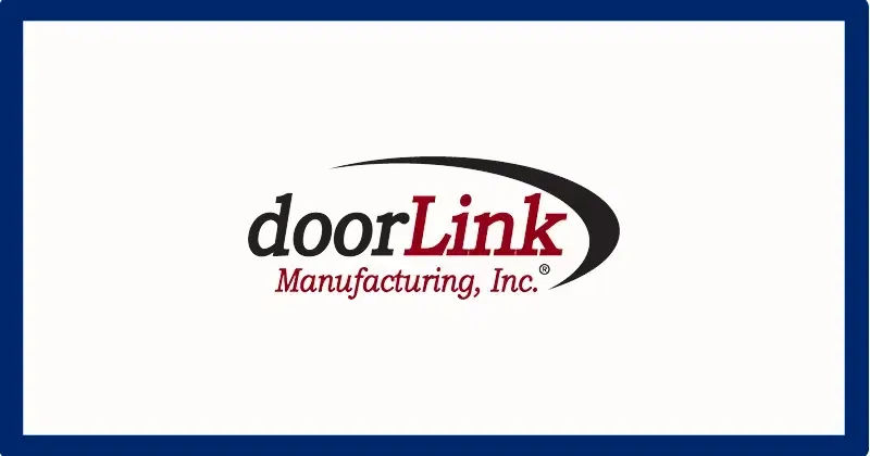 The logo for doorlink manufacturing inc. is on a white background.