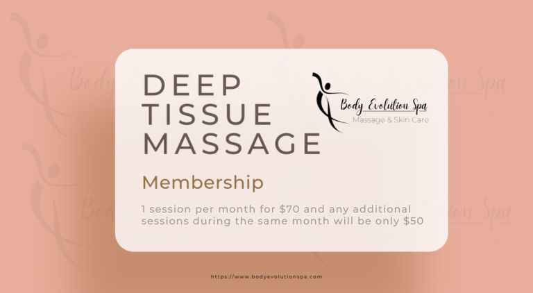 A card that says deep tissue massage membership on it