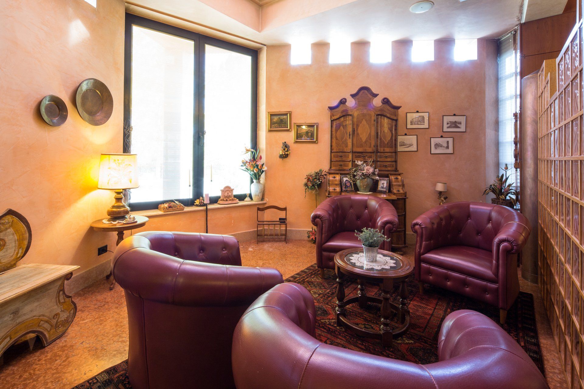 Hotel hall with armchairs