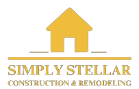 The logo for simply stellar construction and remodeling shows a house with a door.