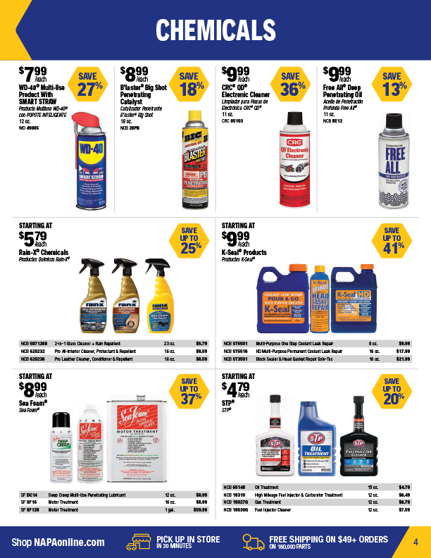 NAPA Auto Parts Retail Flyer