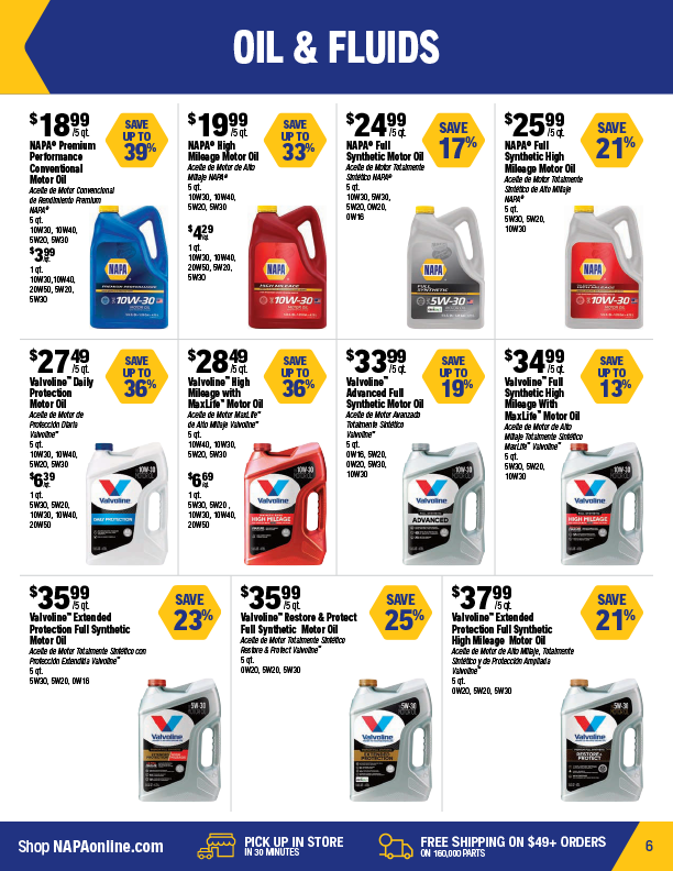 NAPA Auto Parts Retail Flyer