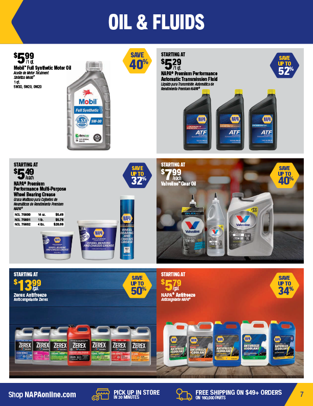 NAPA Auto Parts Retail Flyer