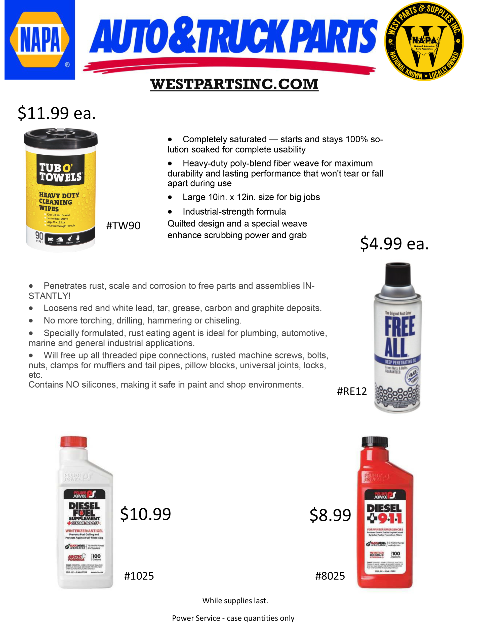 NAPA PARTS STORES West Parts And Supplies Inc. 8 Locations New