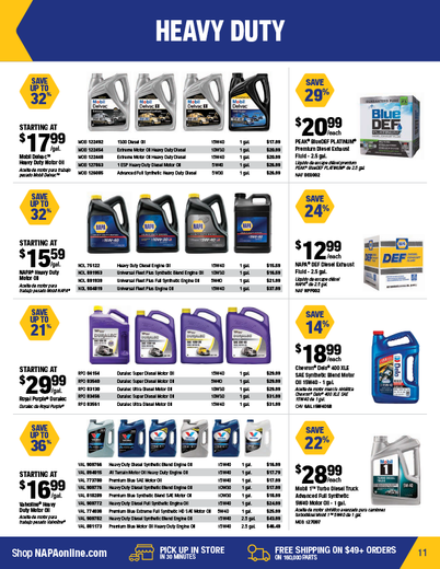 NAPA Auto Parts Retail Flyer