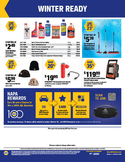 NAPA Auto Parts Retail Flyer
