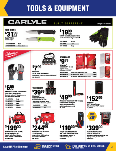 NAPA Auto Parts Retail Flyer