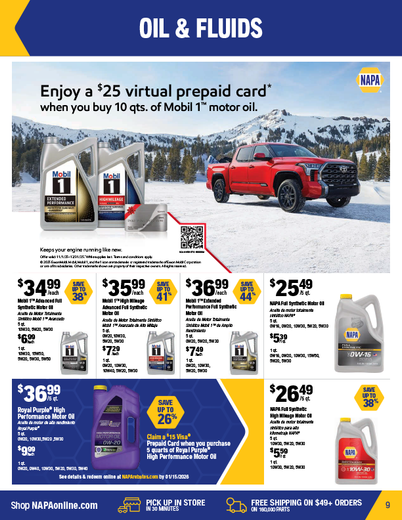 NAPA Auto Parts Retail Flyer