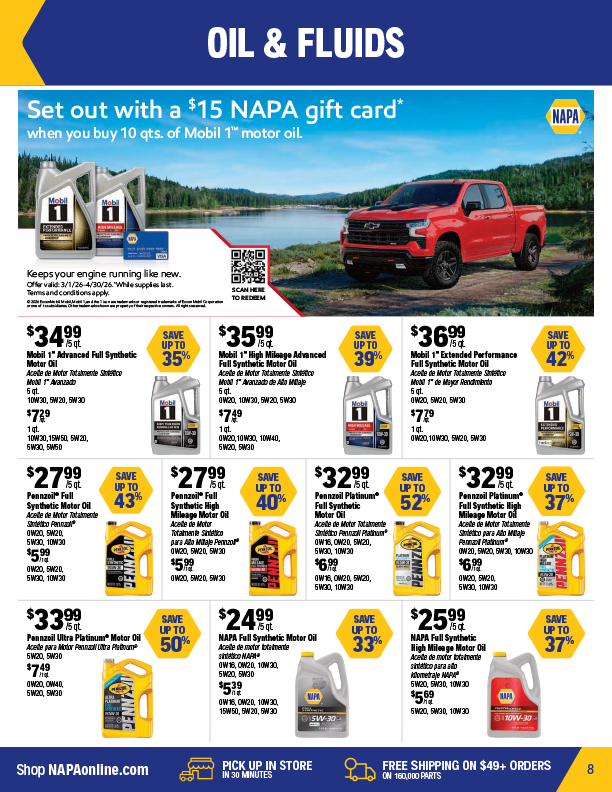 NAPA Auto Parts Retail Flyer