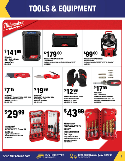 NAPA Auto Parts Retail Flyer