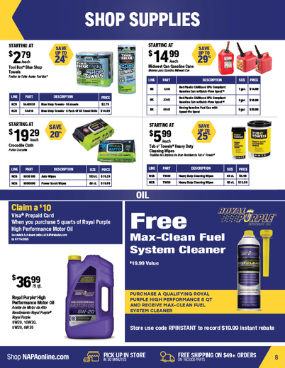 NAPA Auto Parts Retail Flyer