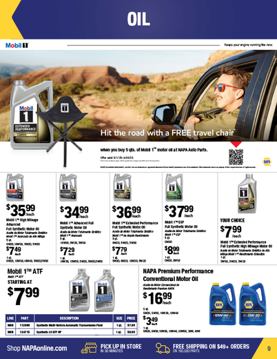 NAPA Auto Parts Retail Flyer