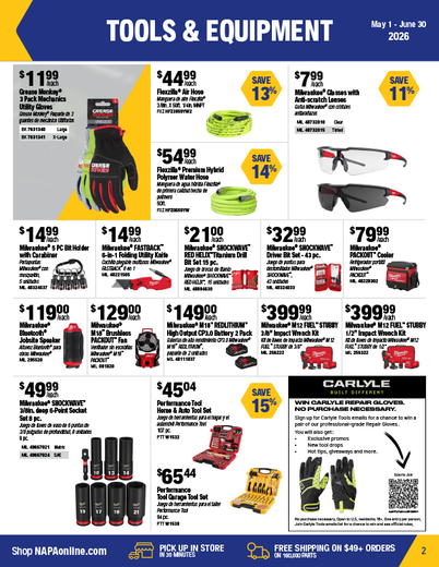 NAPA Auto Parts Retail Flyer