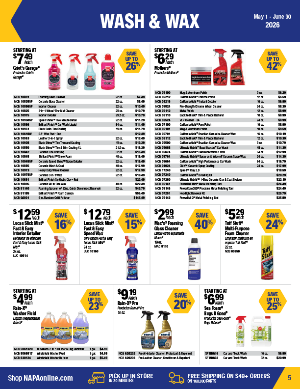 NAPA Auto Parts Retail Flyer