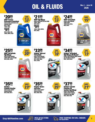 NAPA Auto Parts Retail Flyer