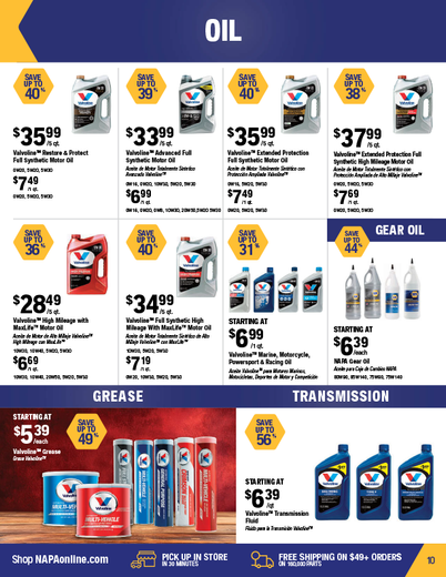 NAPA Auto Parts Retail Flyer