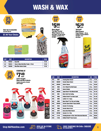 NAPA Auto Parts Retail Flyer