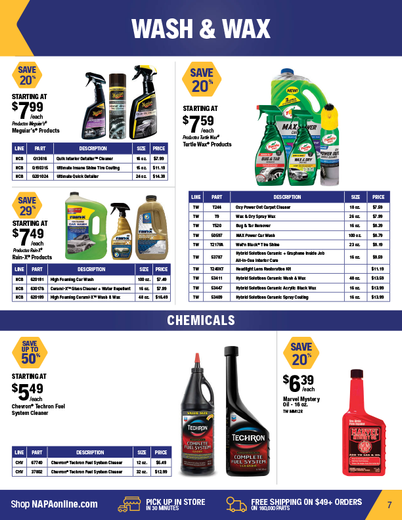 NAPA Auto Parts Retail Flyer