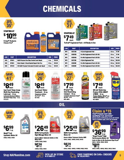 NAPA Auto Parts Retail Flyer