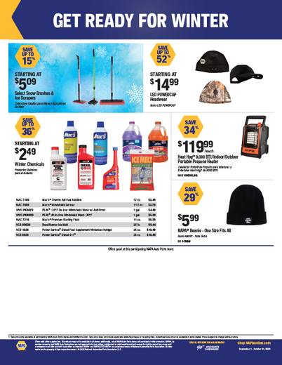 NAPA Auto Parts Retail Flyer
