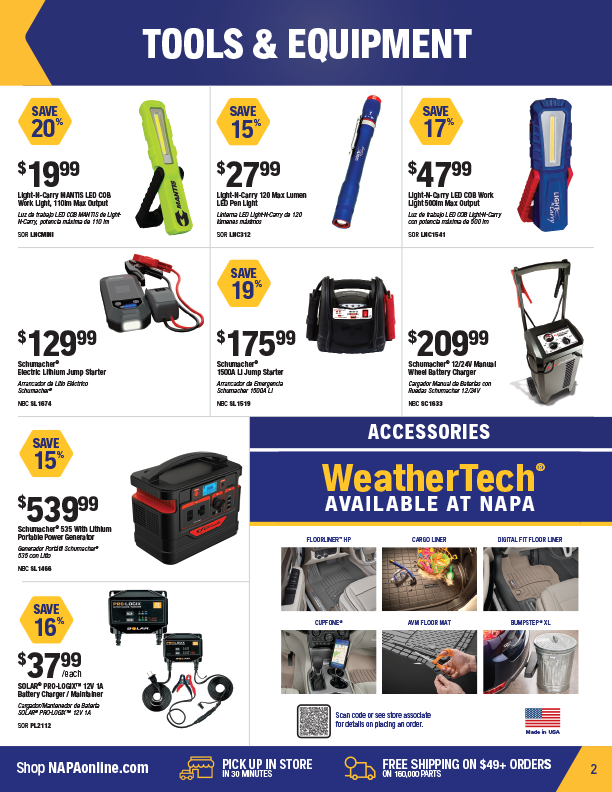 NAPA Auto Parts Retail Flyer