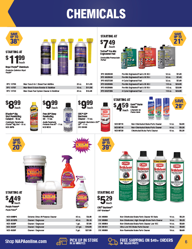 NAPA Auto Parts Retail Flyer
