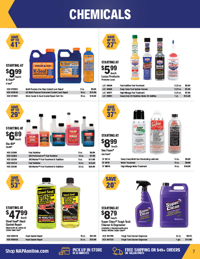 NAPA Auto Parts Retail Flyer