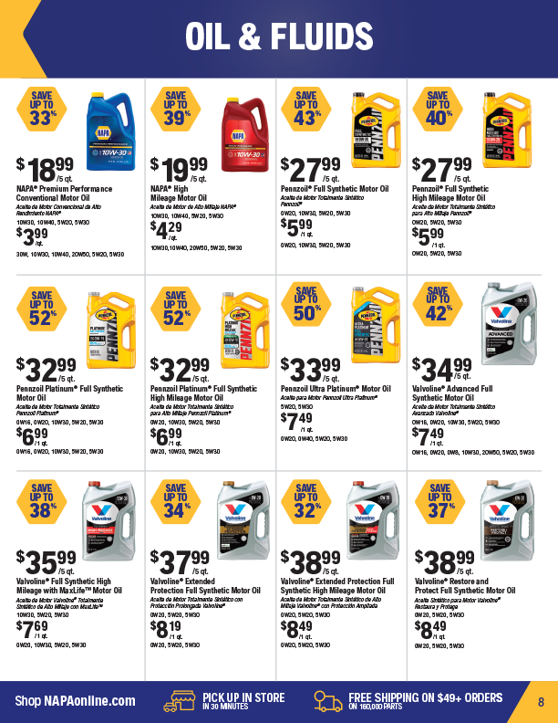 NAPA Auto Parts Retail Flyer