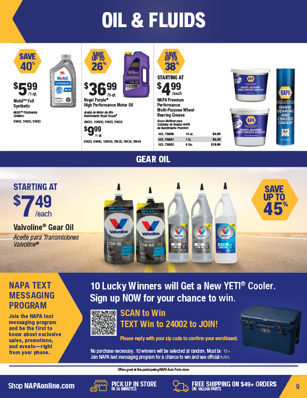 NAPA Auto Parts Retail Flyer