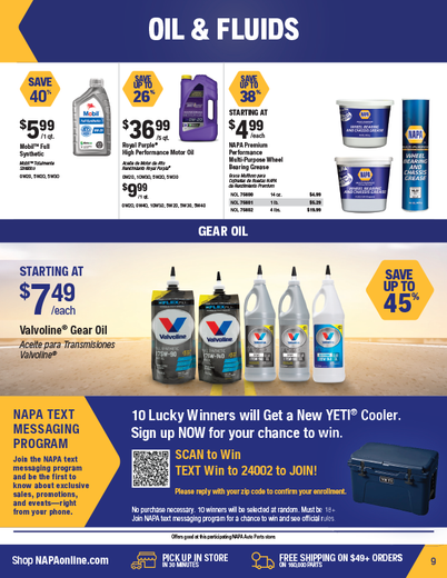 NAPA Auto Parts Retail Flyer