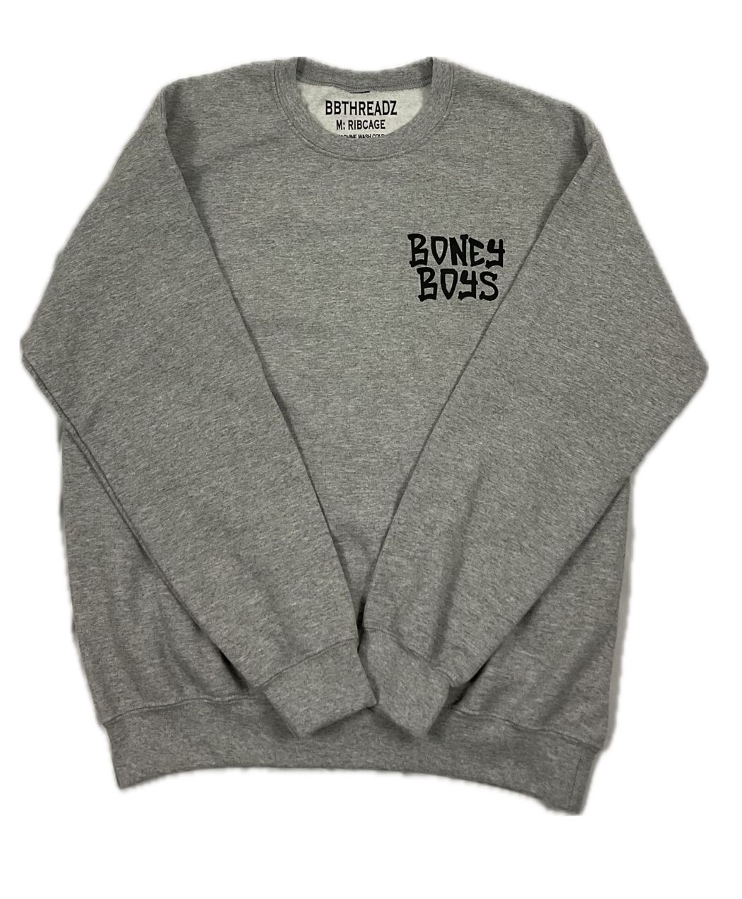Light grey crewneck w/black lettering