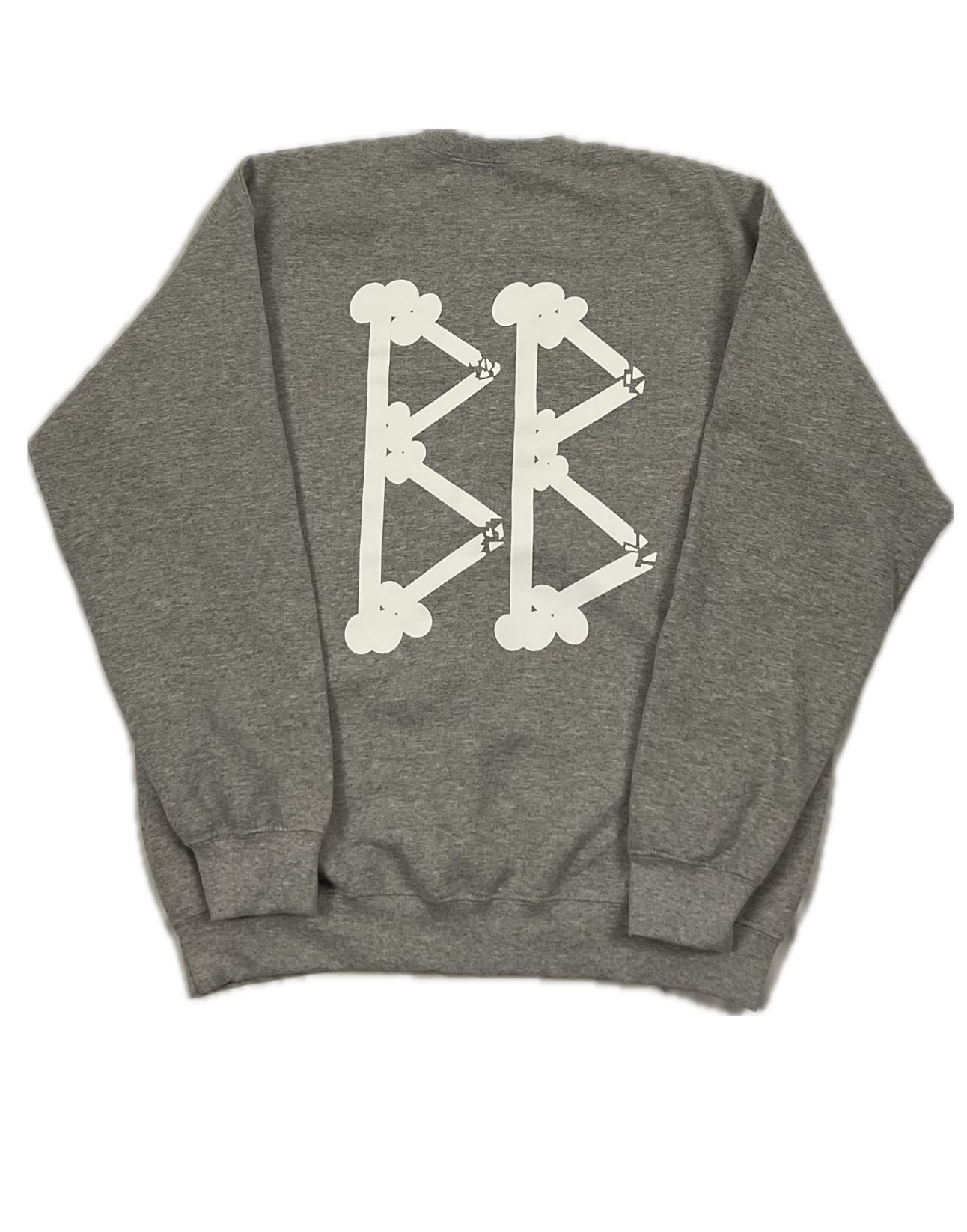 Light grey crewneck w/ white lettering
