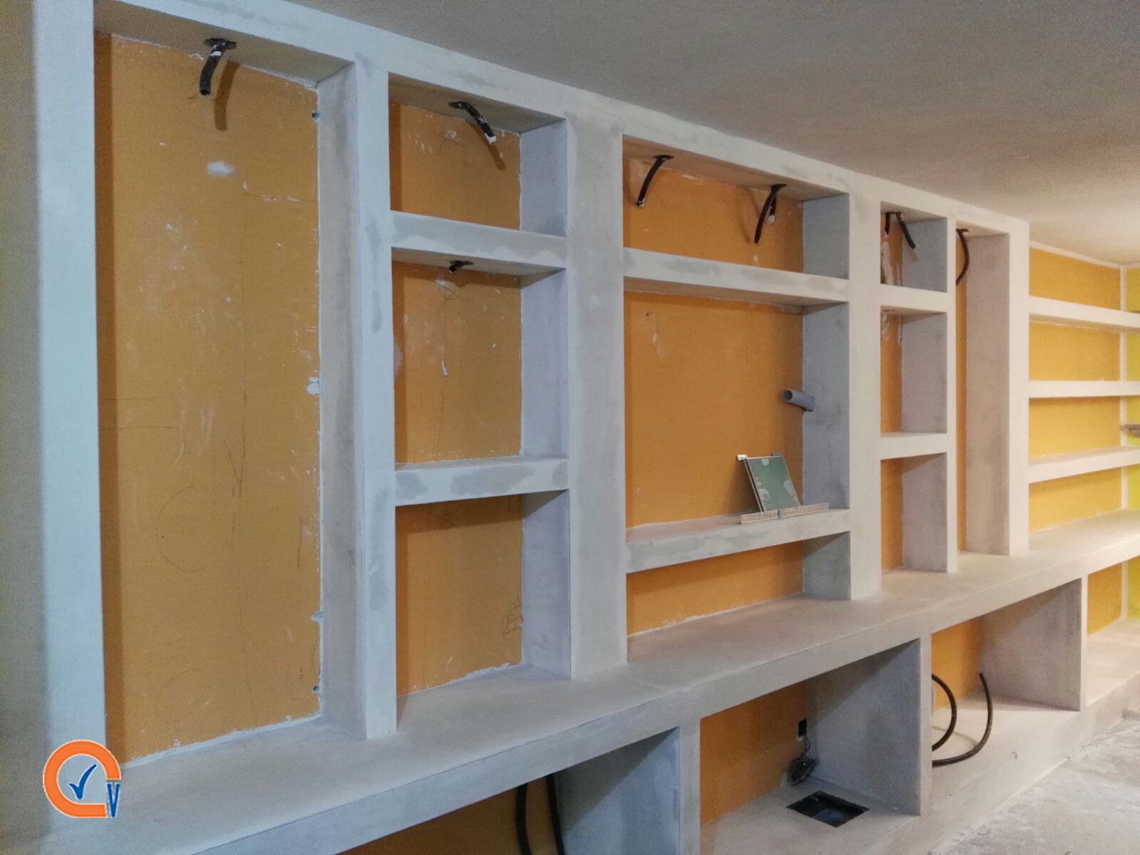 Arredi in cartongesso in corso d'opera