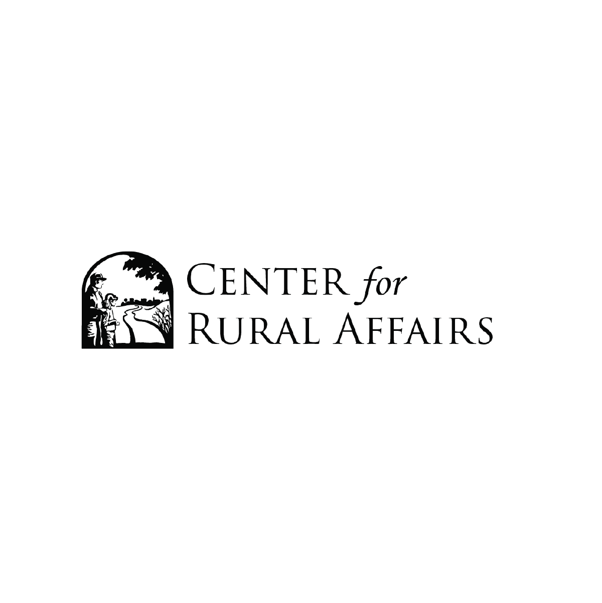A black and white logo for the center for rural affairs